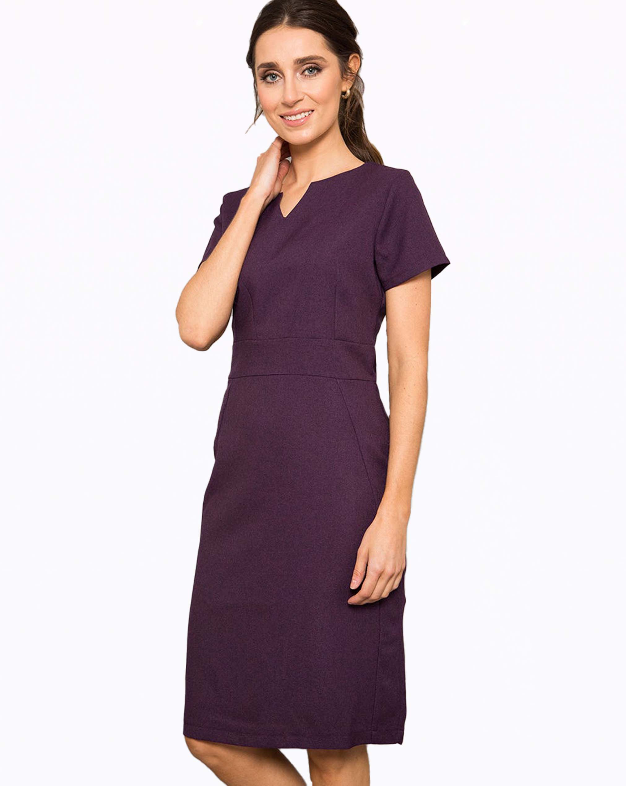 Couture Cut out V neck Luxury Twill Work Dress Elegant Work Dresses