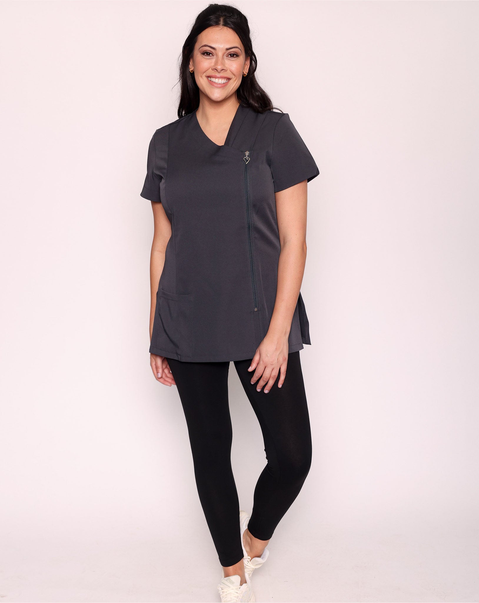 Becca Asymmetric Beauty Tunic with Pocket - Slate Grey