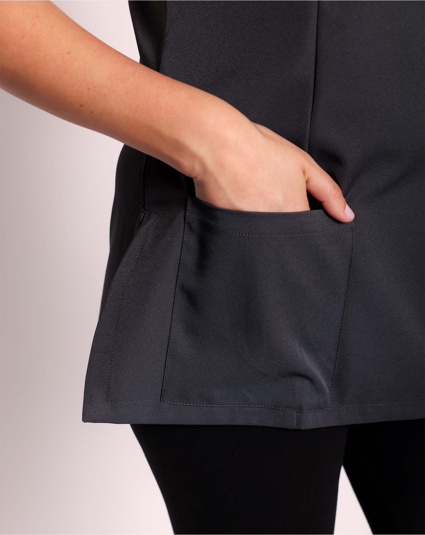 Becca Asymmetric Beauty Tunic with Pocket - Slate Grey