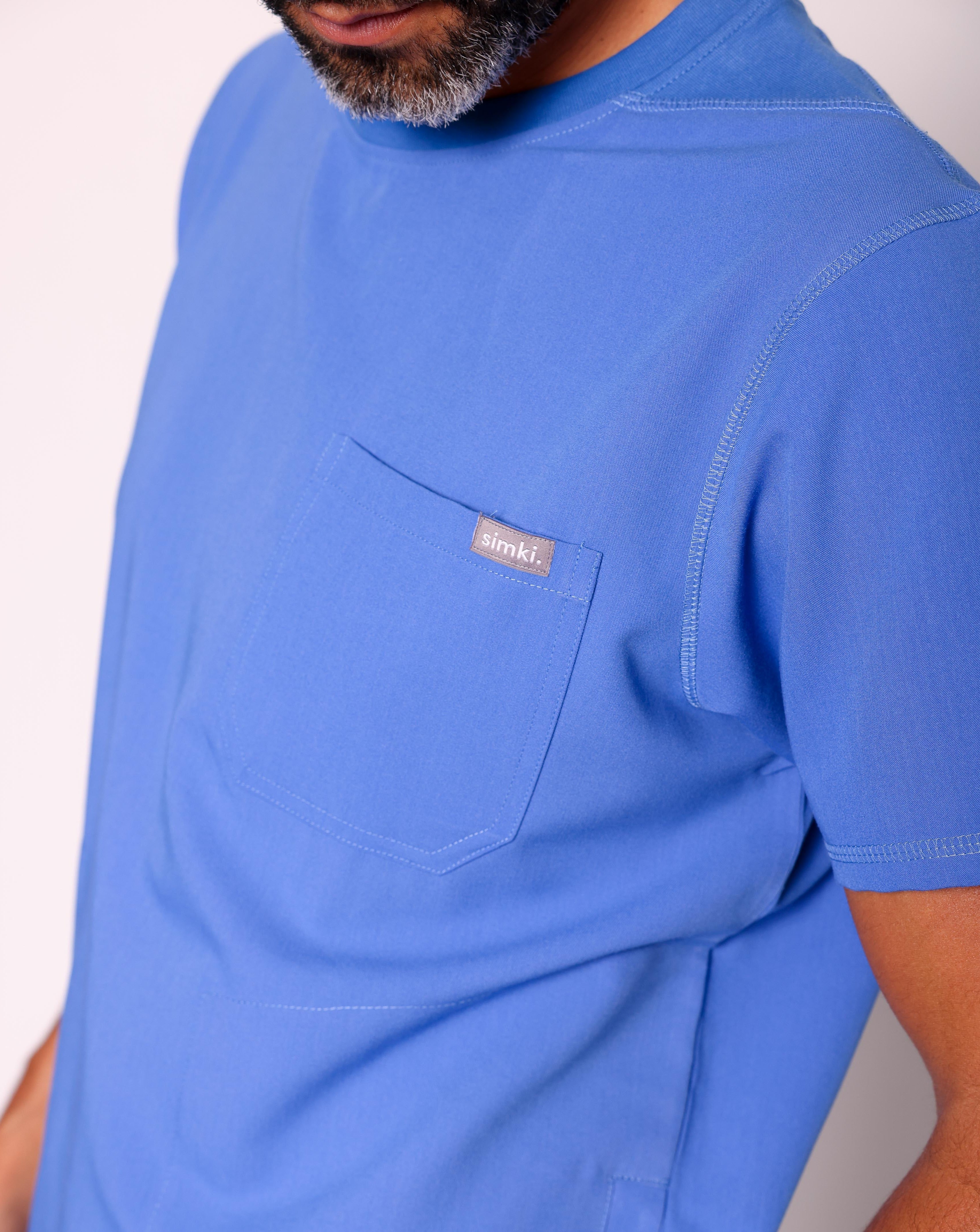 Miles One Pocket Scrub Top - Ciel Blue