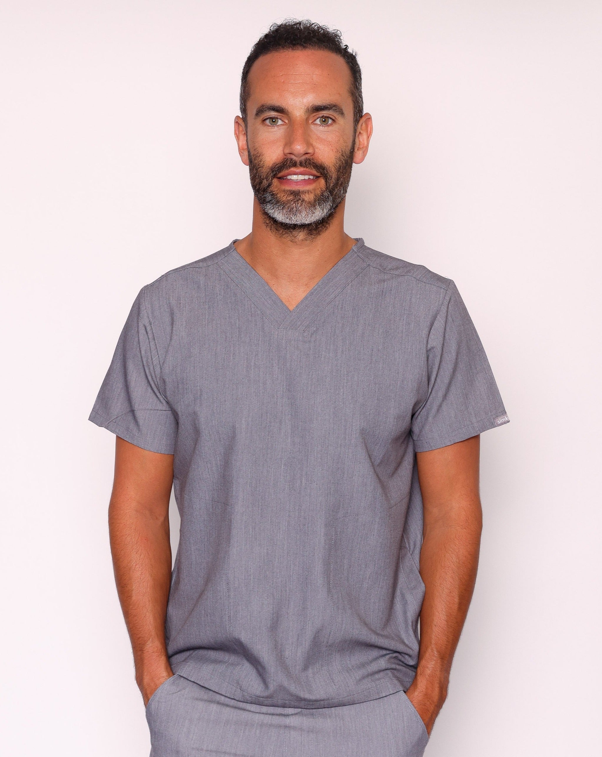 Oscar Scrub Top - Charcoal Grey