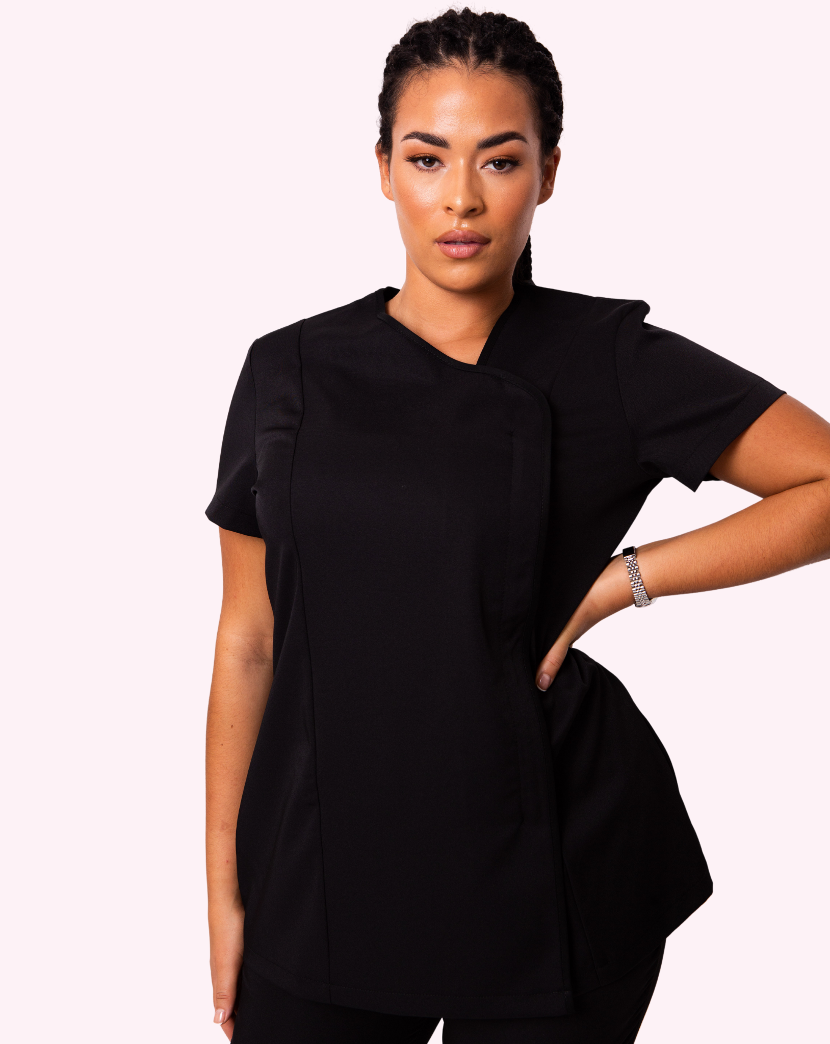 Charisma Asymmetric Salon Tunic - Black