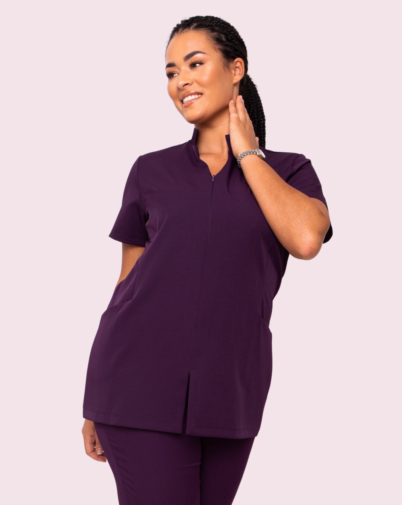 Allure Two Pocket Beauty Tunic - Aubergine