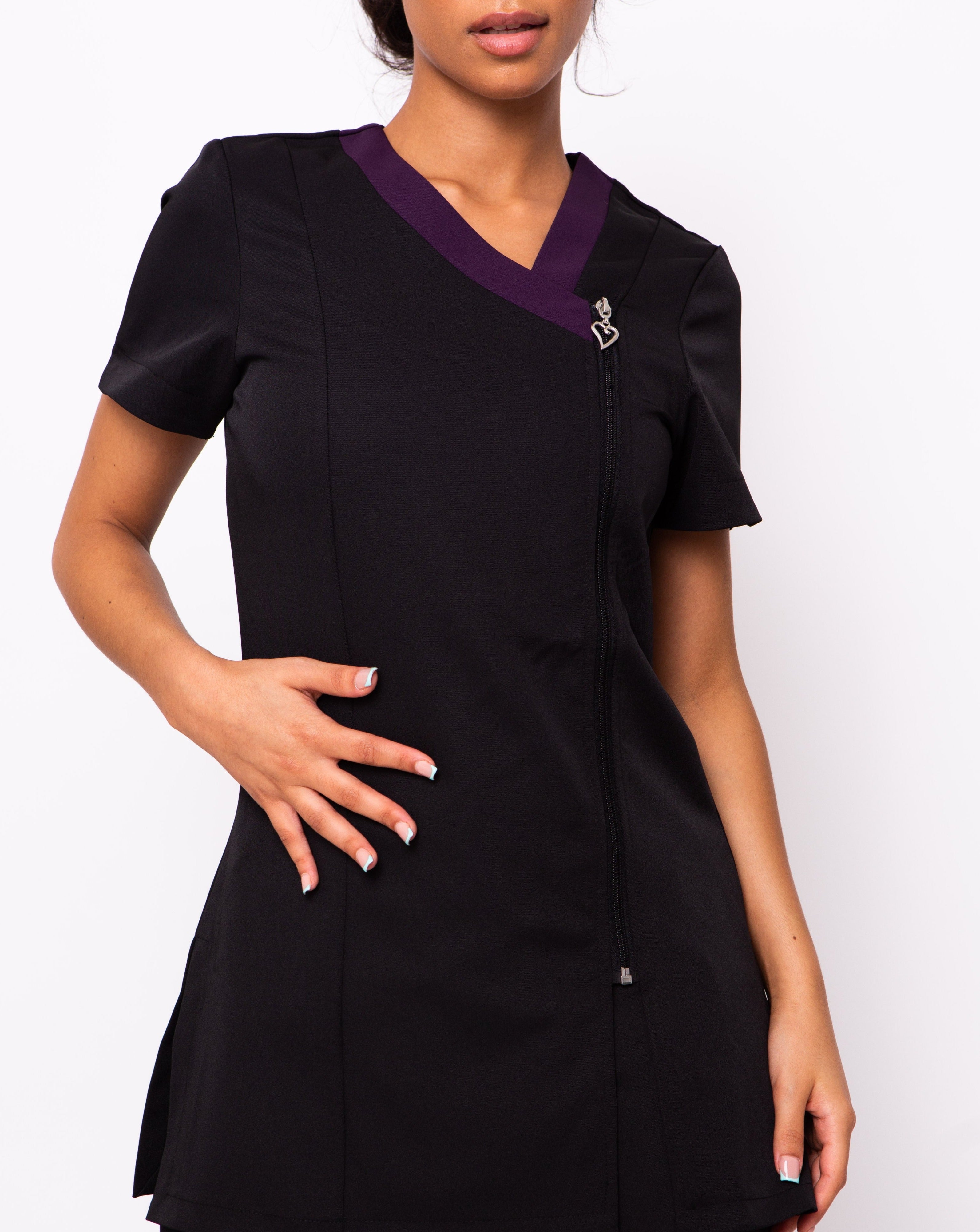 Black and aubergine beauty hairdressing  tunic