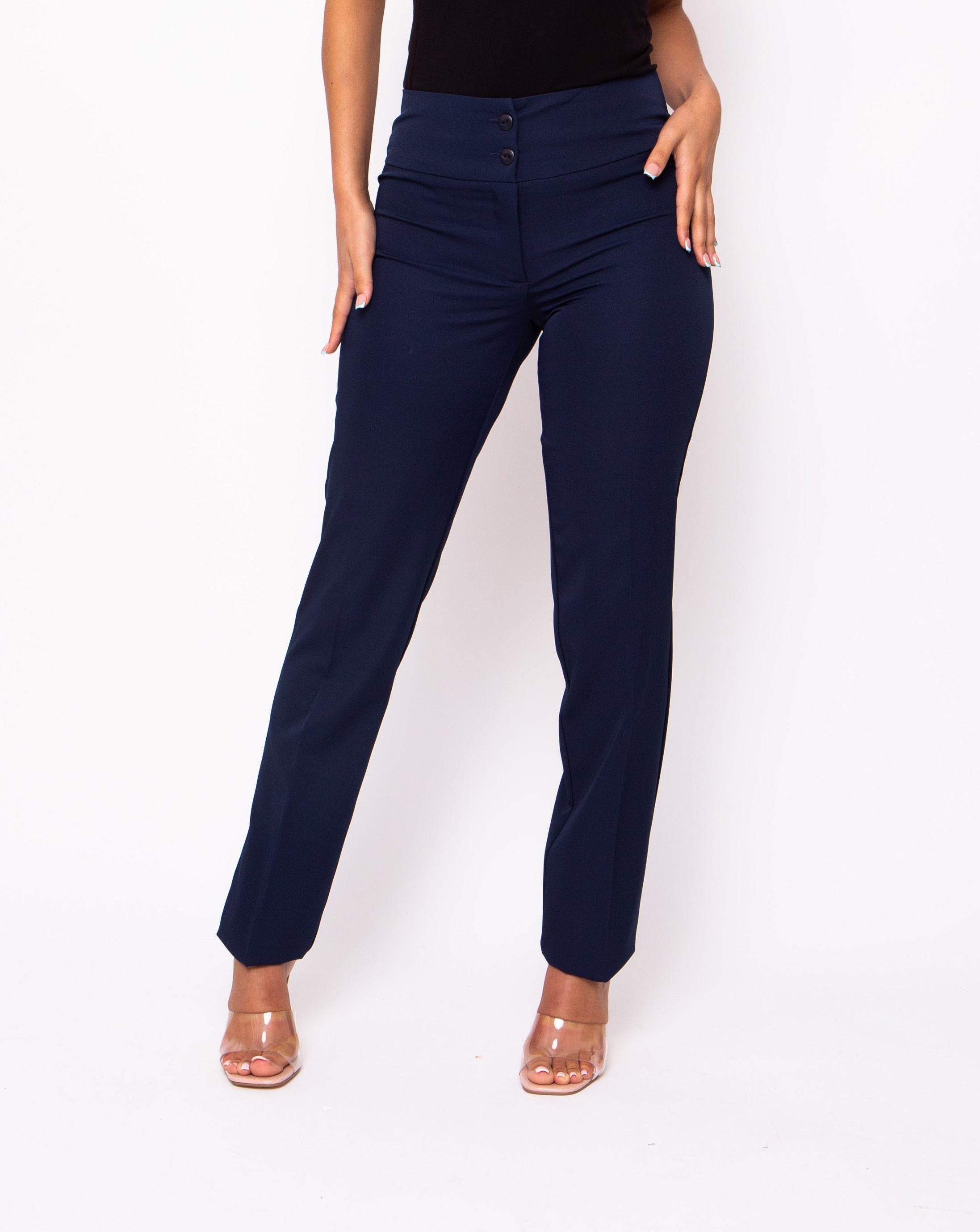 Slim standard-waisted trousers black ladies' | Morgan