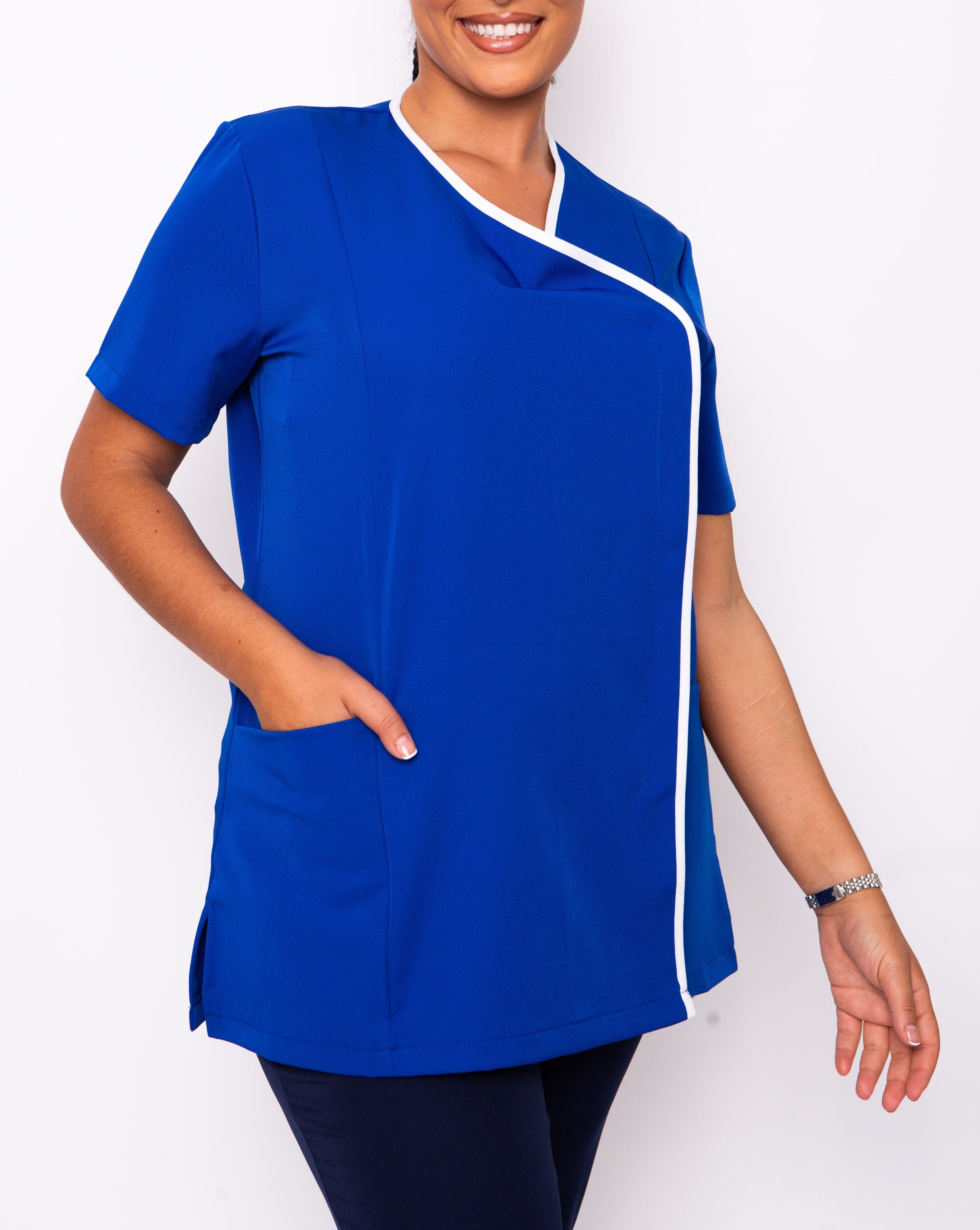 Eternity Asymmetric Beauty Tunic - Royal Blue / White