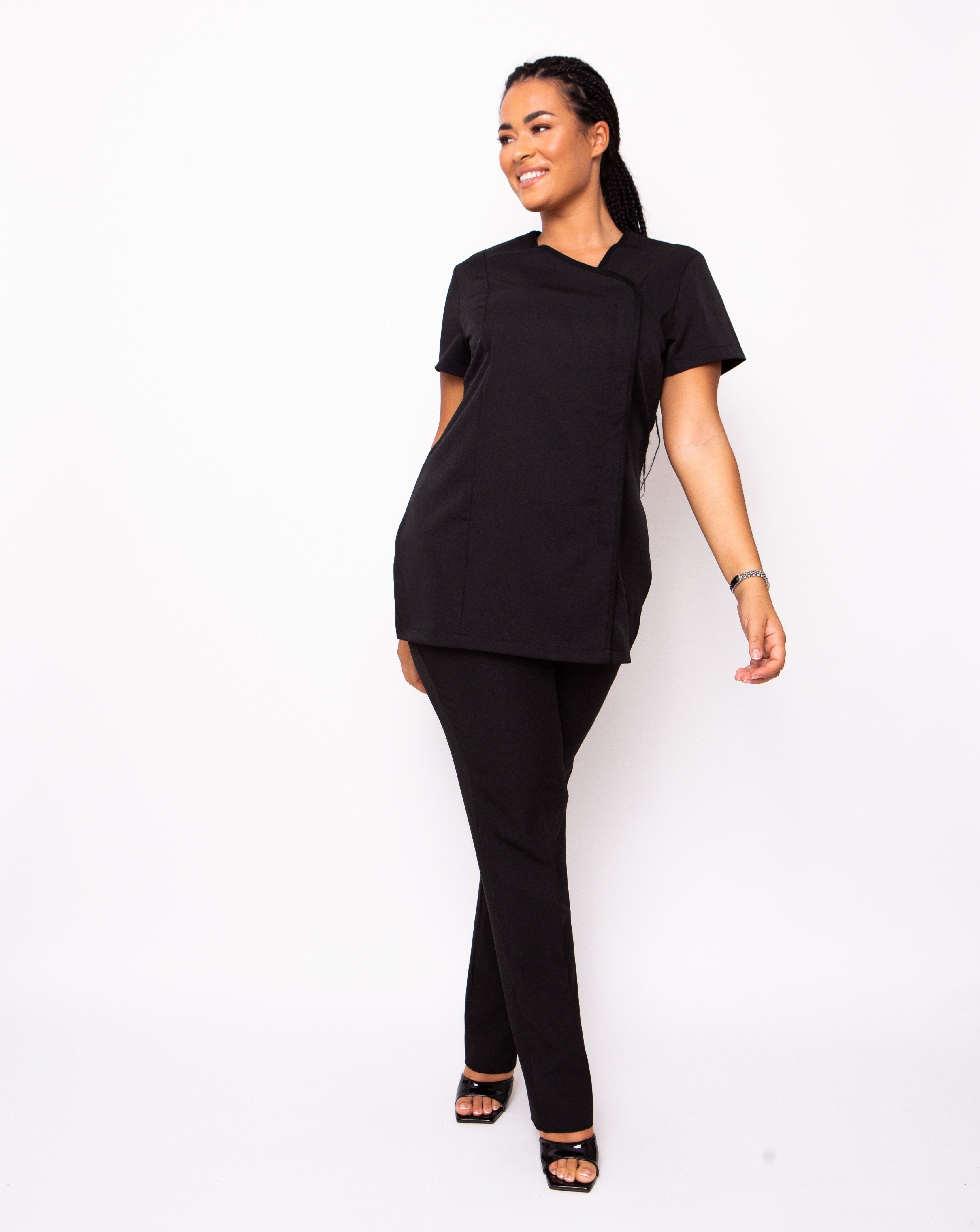 Charisma Asymmetric Salon Tunic - Black