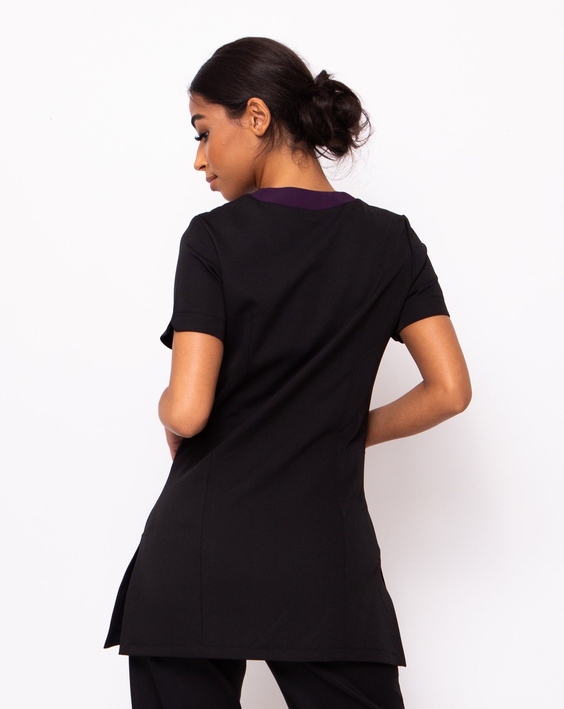 Black and aubergine beauty tunic half sleeve