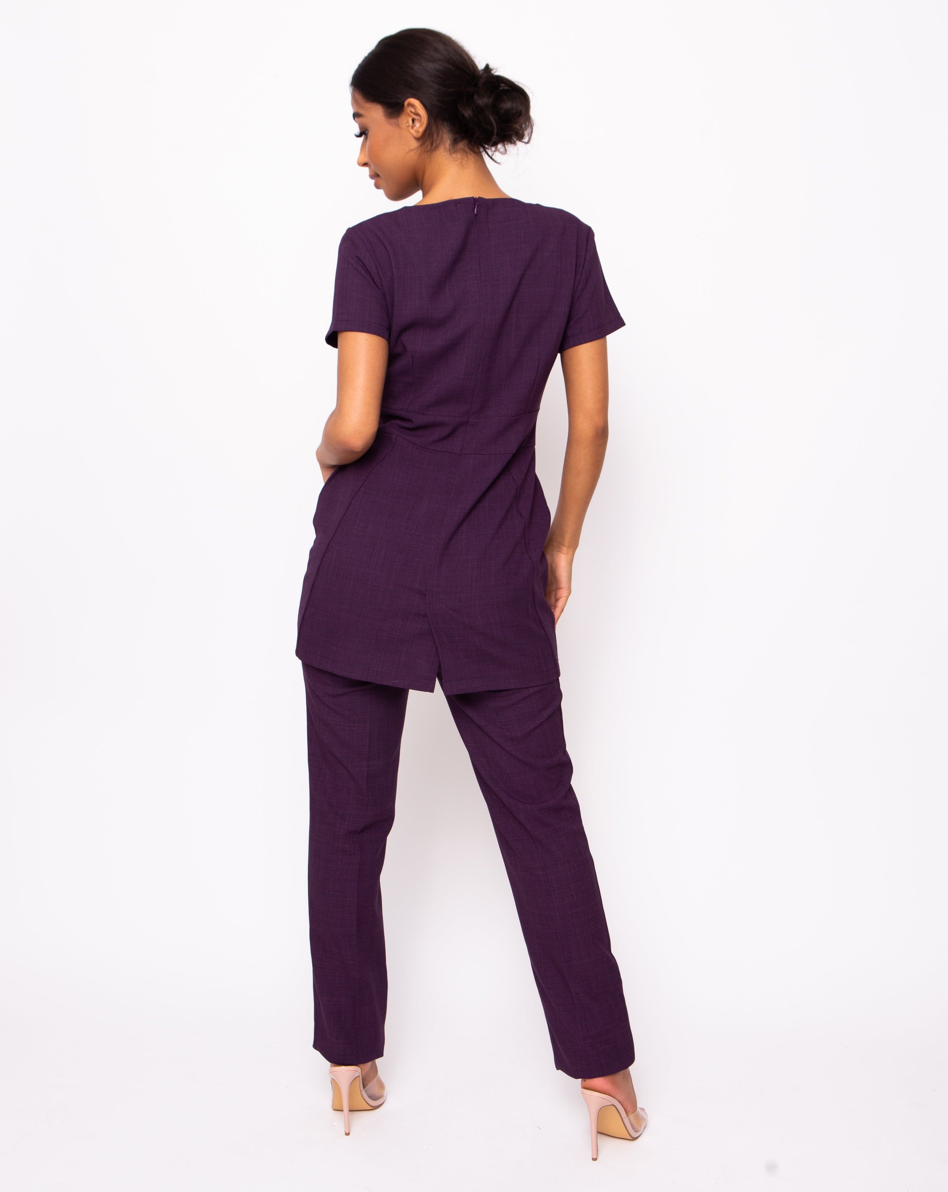 plum v neck beauty tunic short sleeve