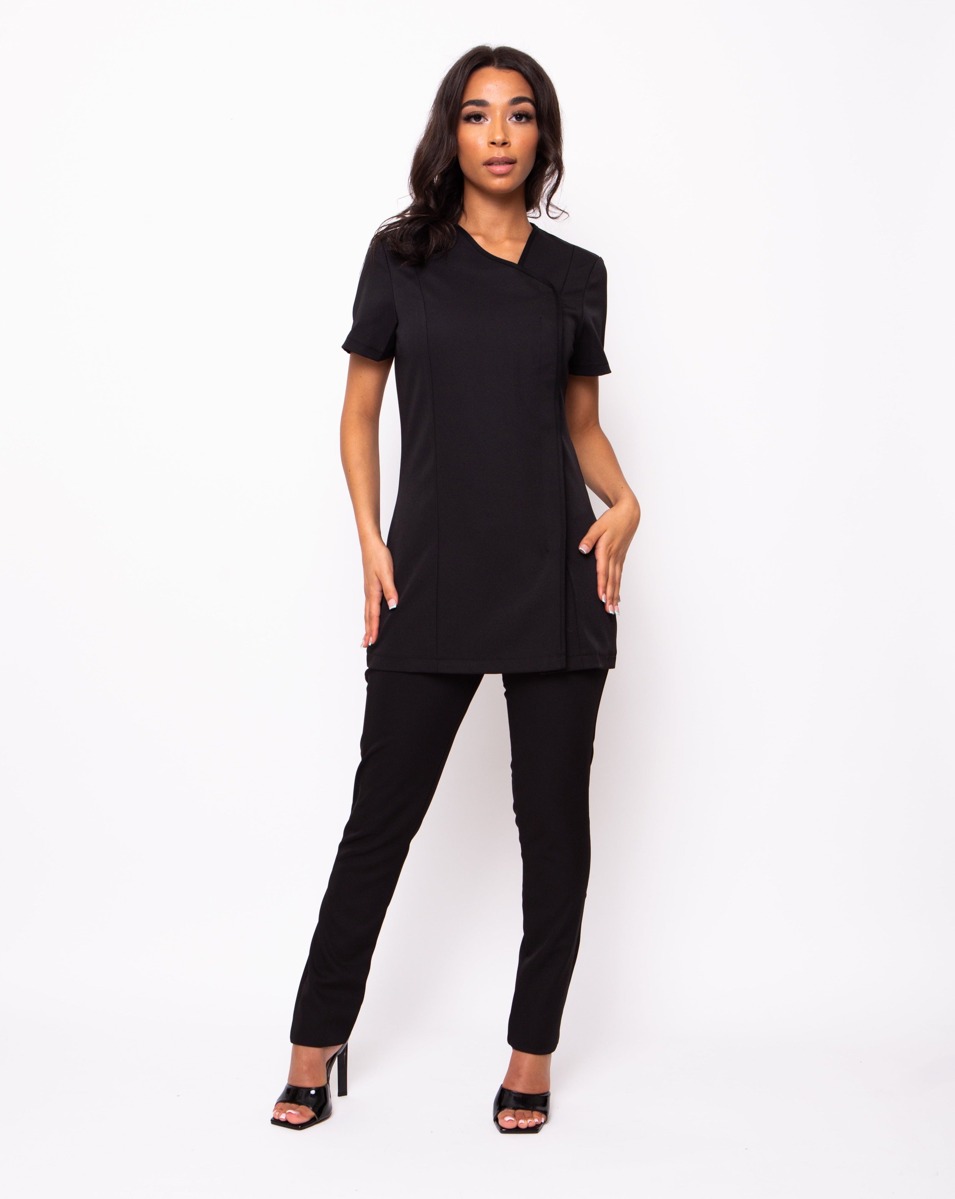 Charisma Asymmetric Salon Tunic - Black