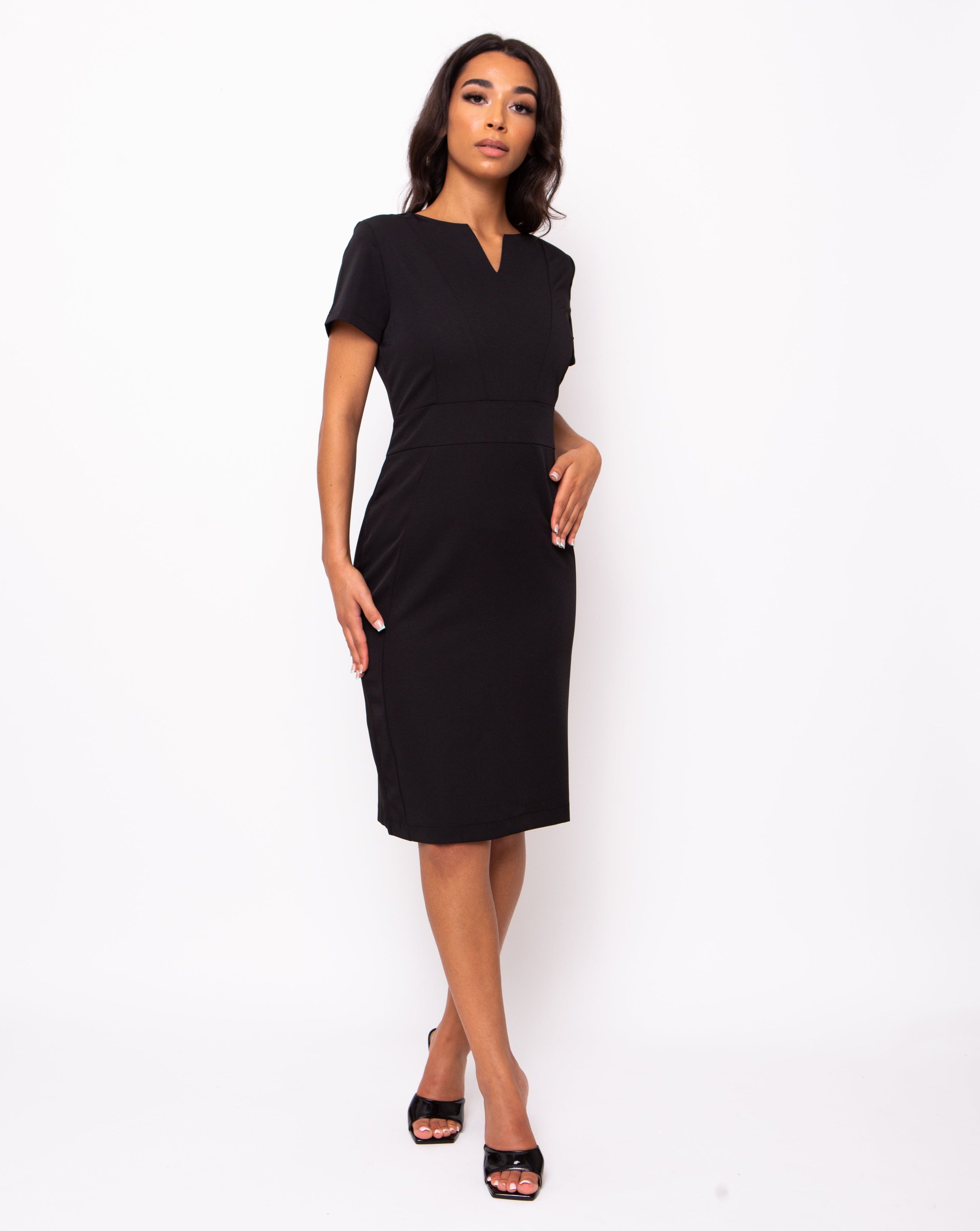 Long black sheath outlet dress