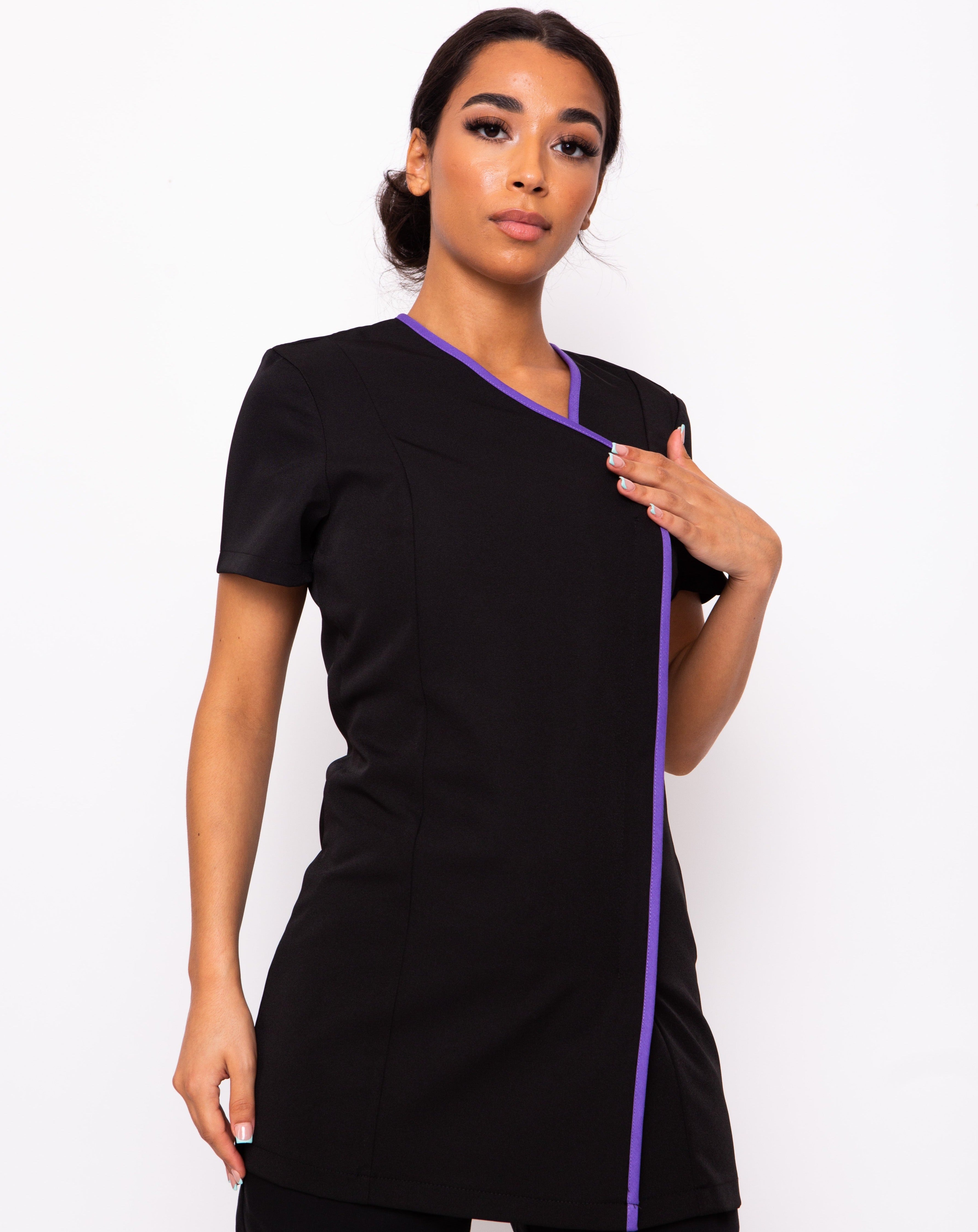 Charm Asymmetric Beauty Tunic - Black / Purple