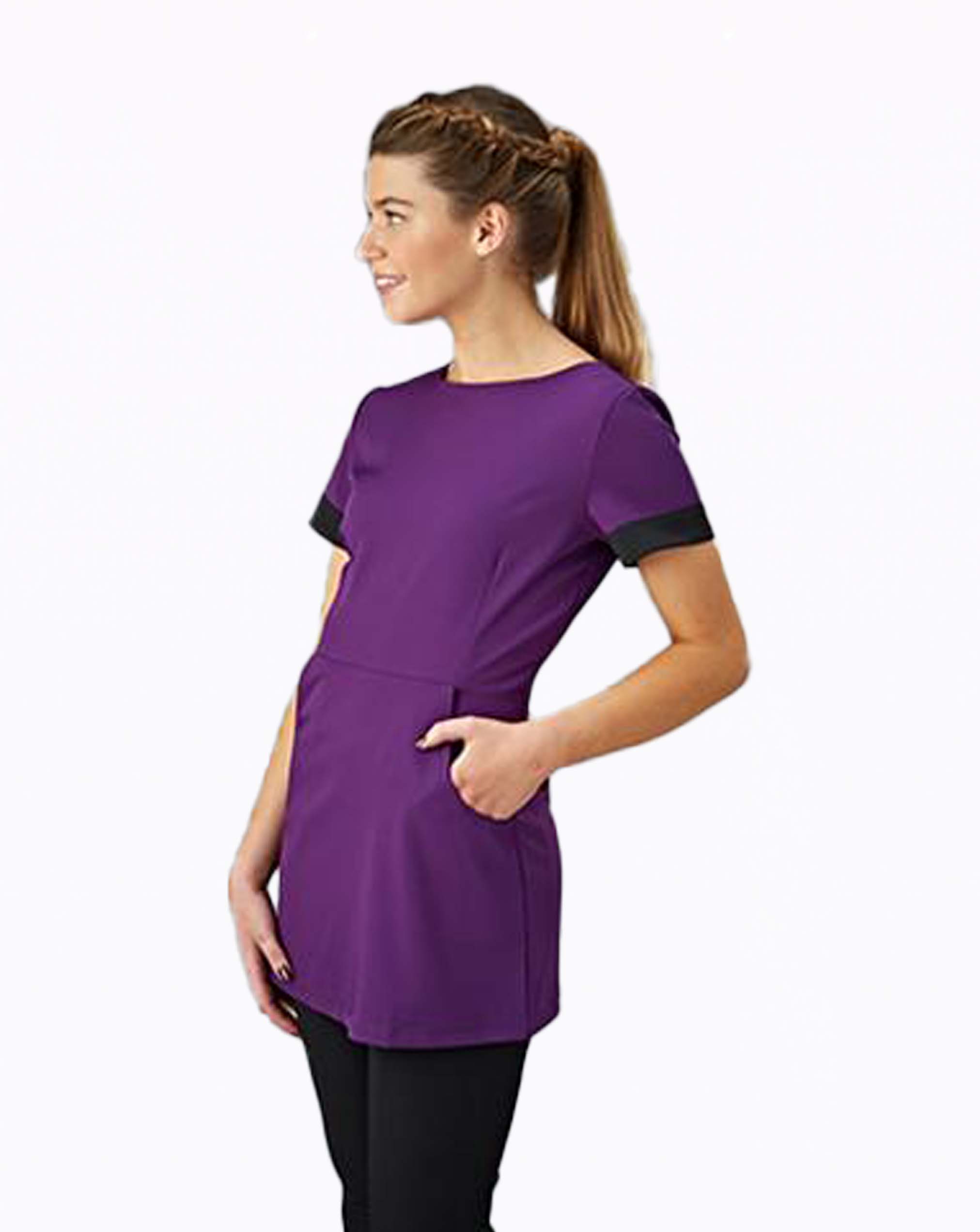 Boutique Tunic with Contrast Trim - Purple