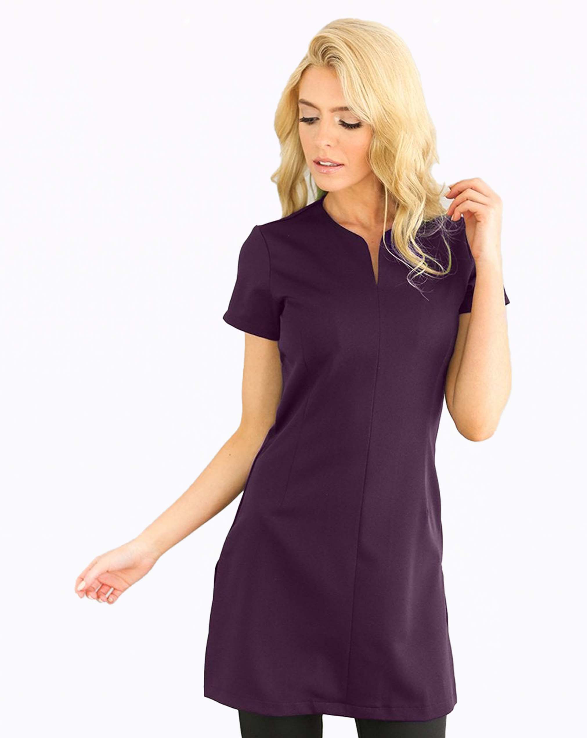 purple salon tunic