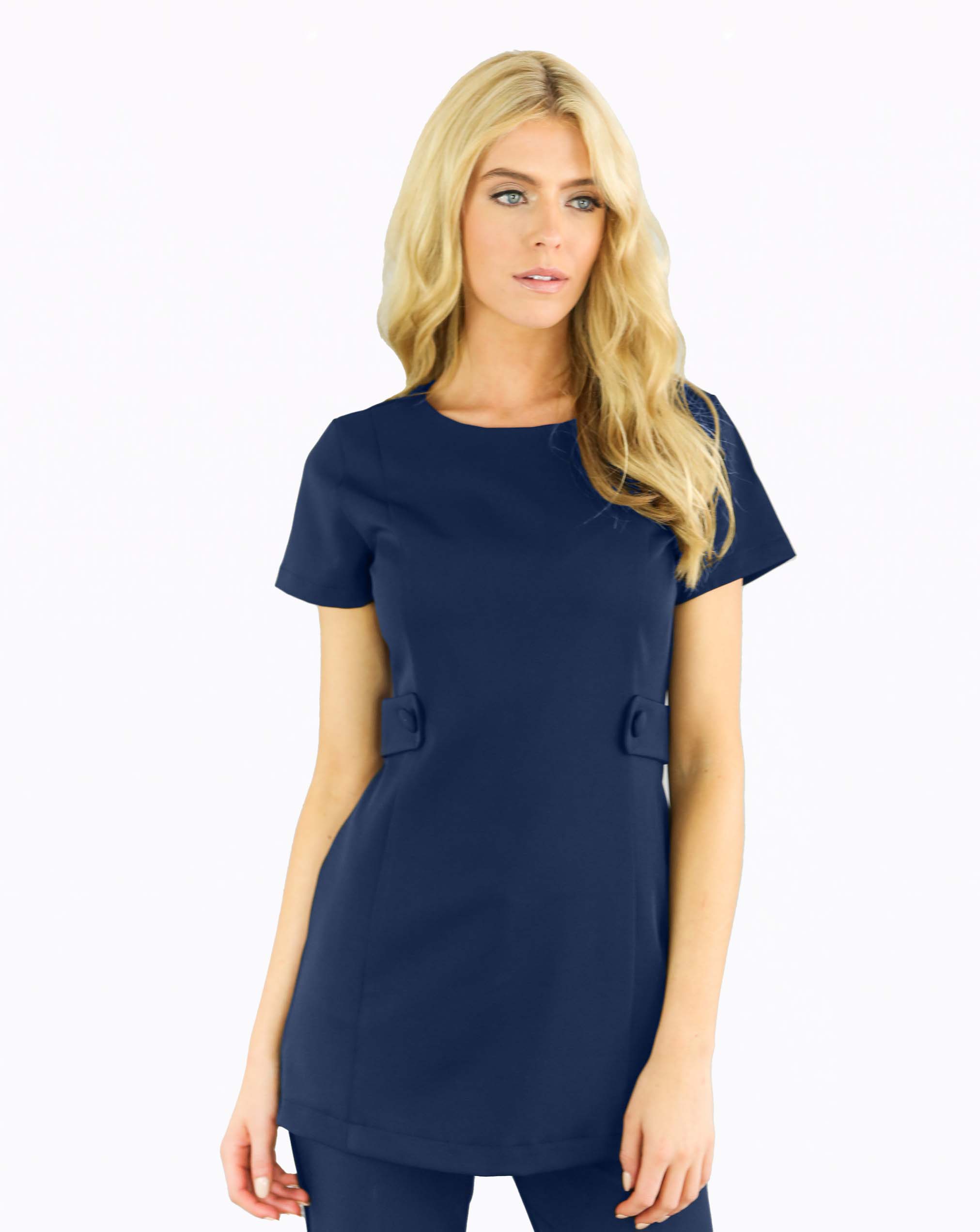 Mayfair Salon Tunic - Navy (Superior 4-Way Stretch)