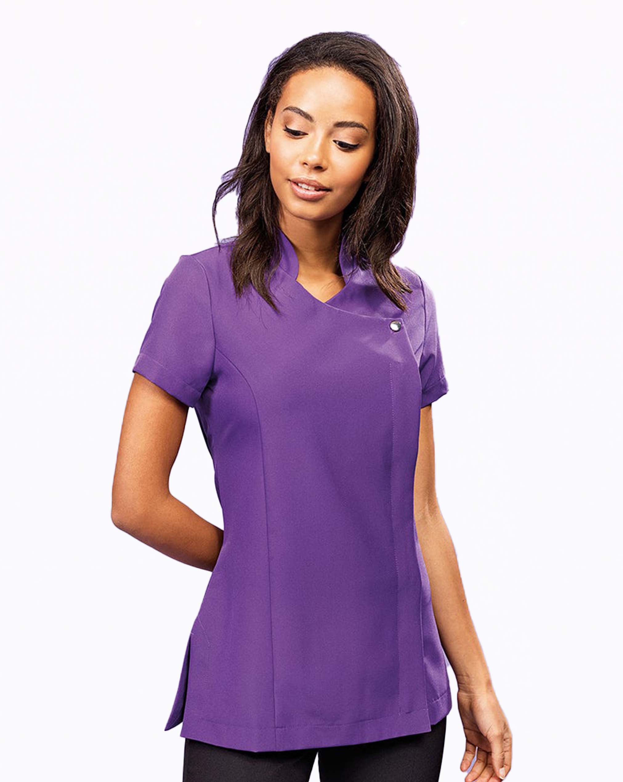 purple mandarin collar beauty tunics