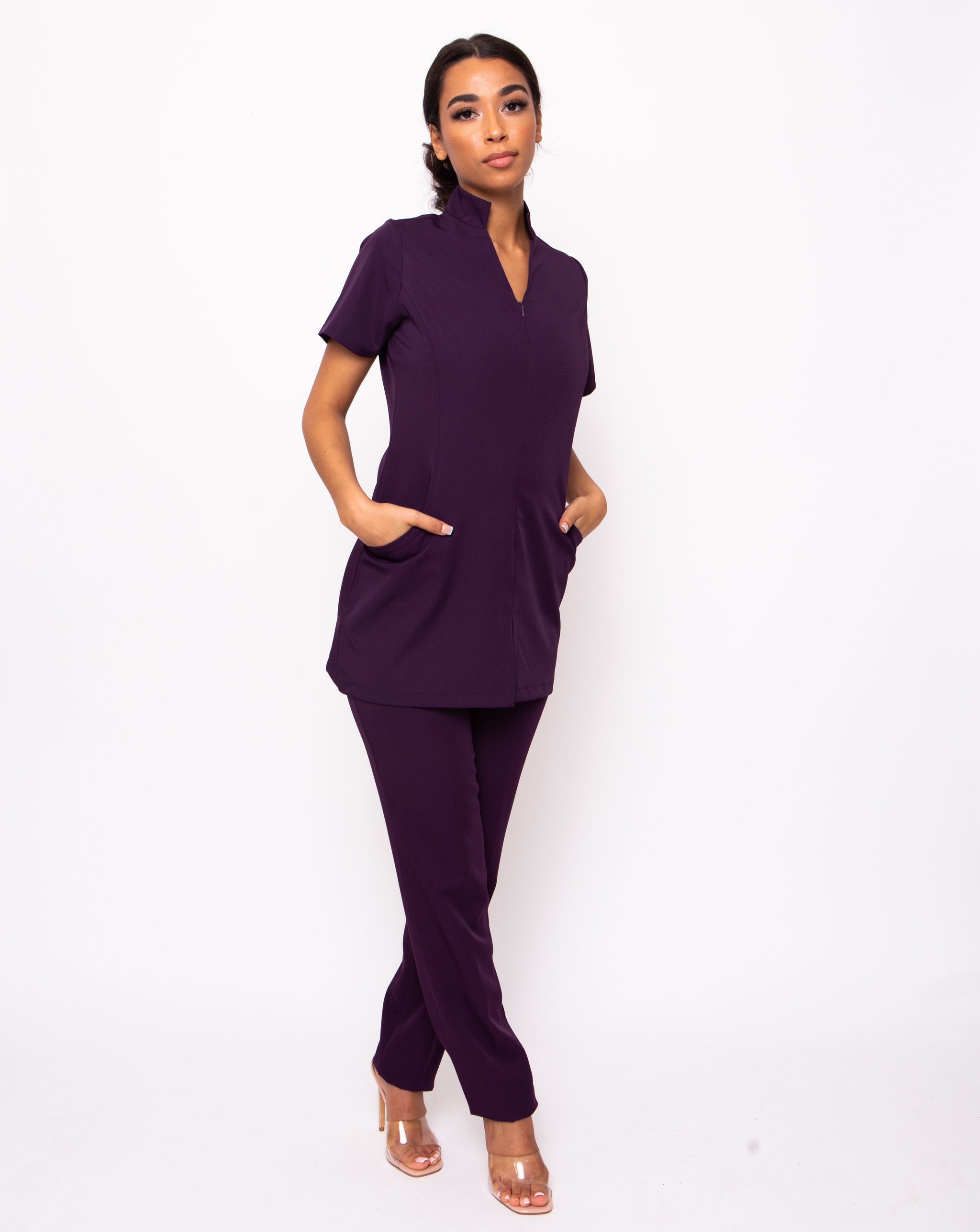 Allure Purple Therapist Uniform Tunic with Pockets | Plus Size Beauty ...