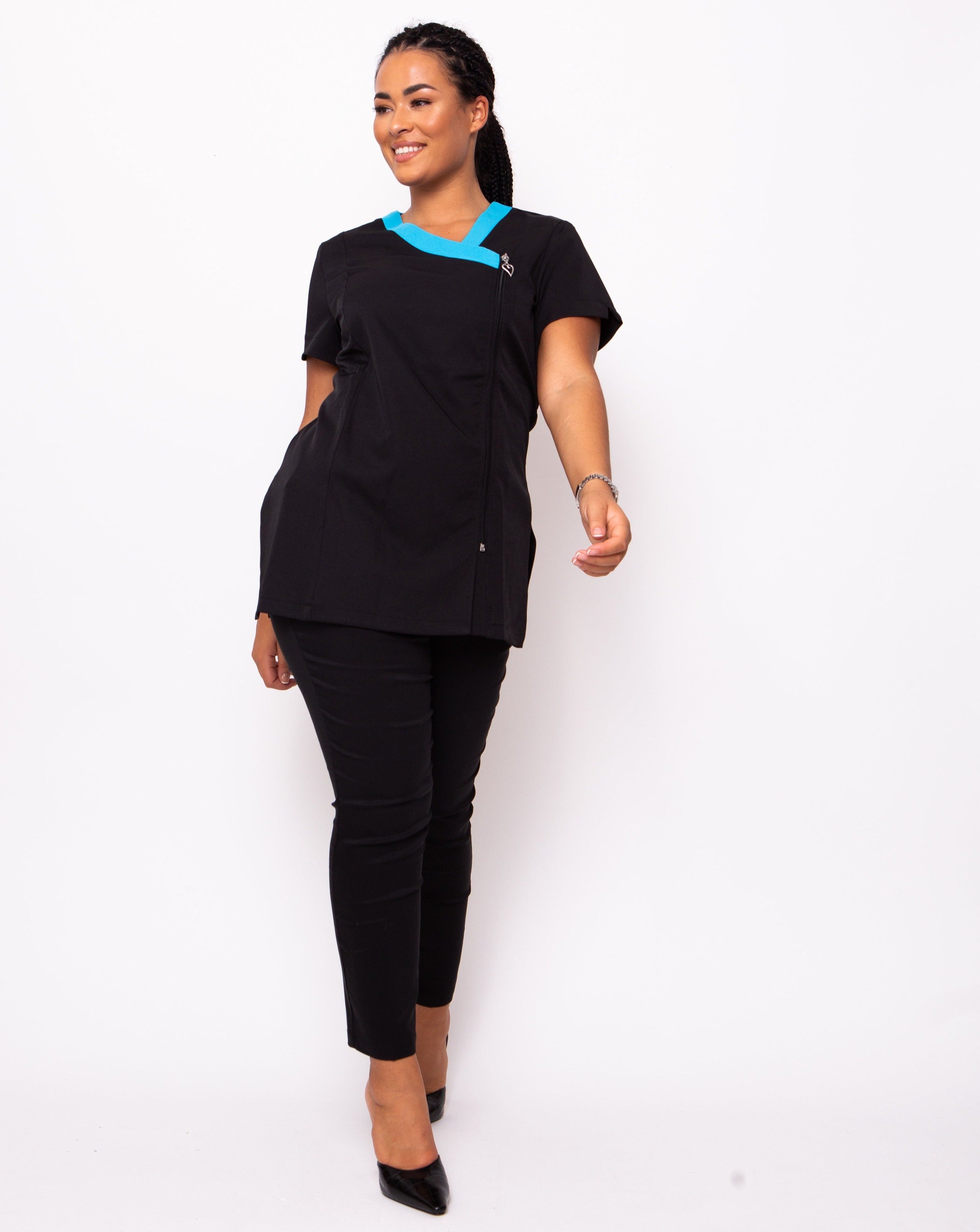 Black and teal beauty tunic half sleeve