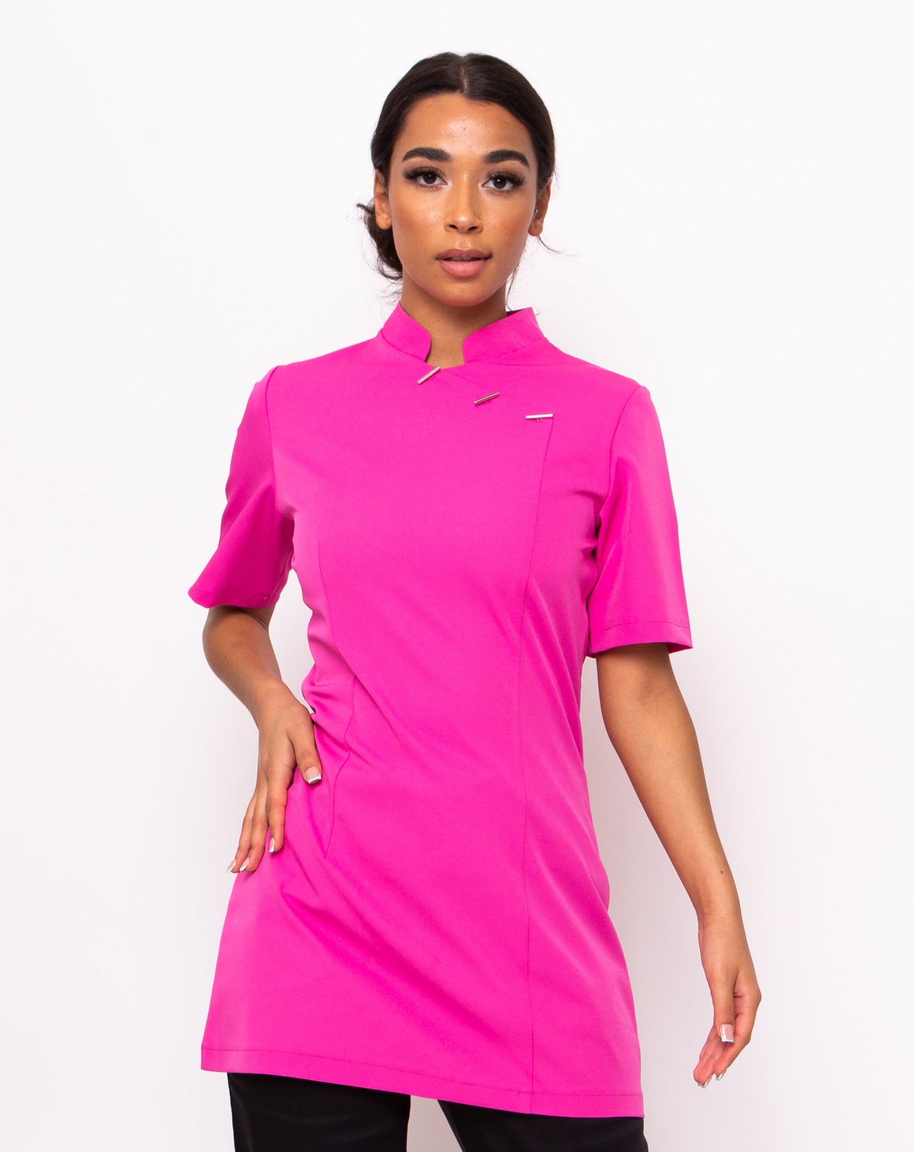 Essence Mandarin Collar Beauty Tunic - Hot Pink