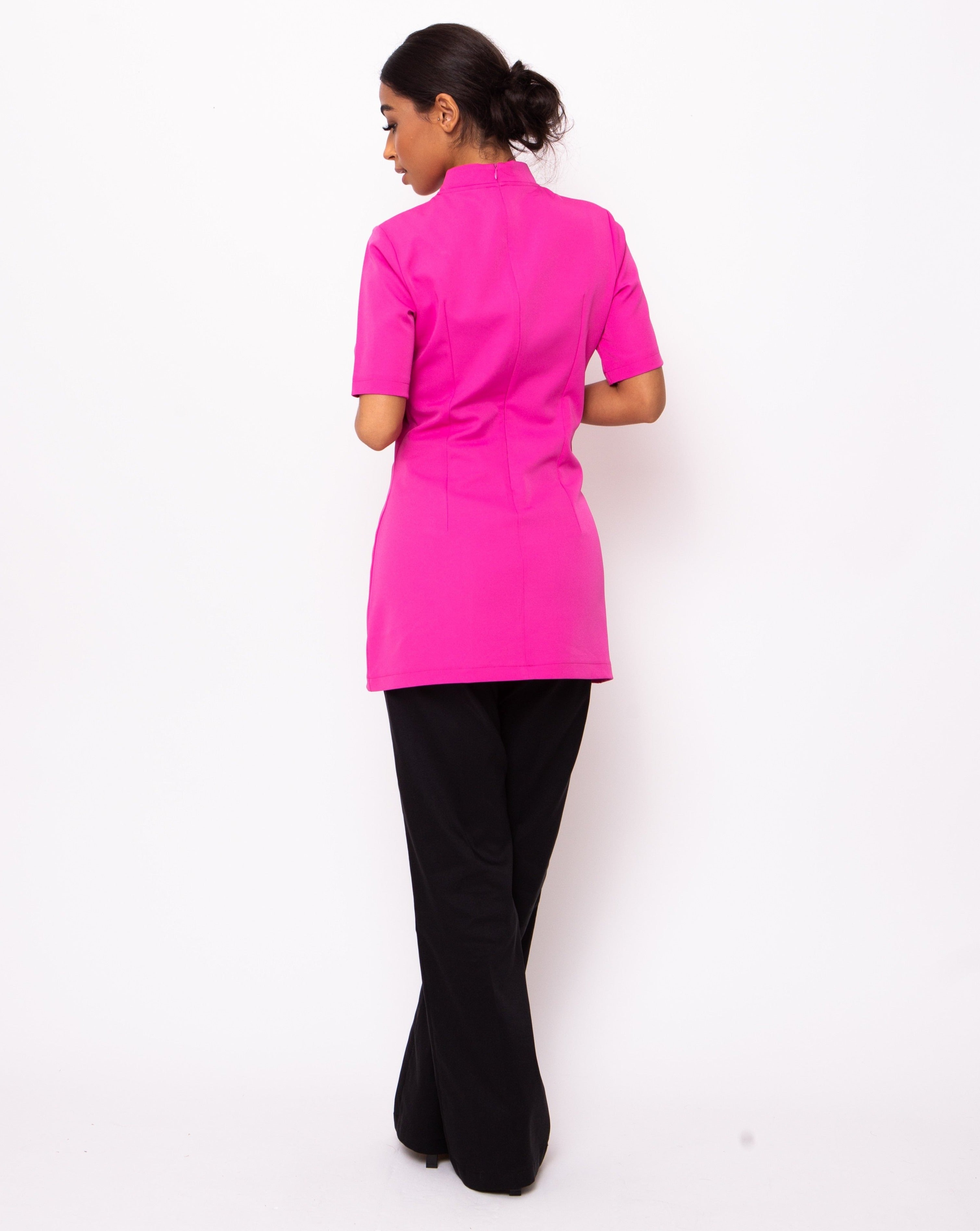 Essence Mandarin Collar Beauty Tunic - Hot Pink