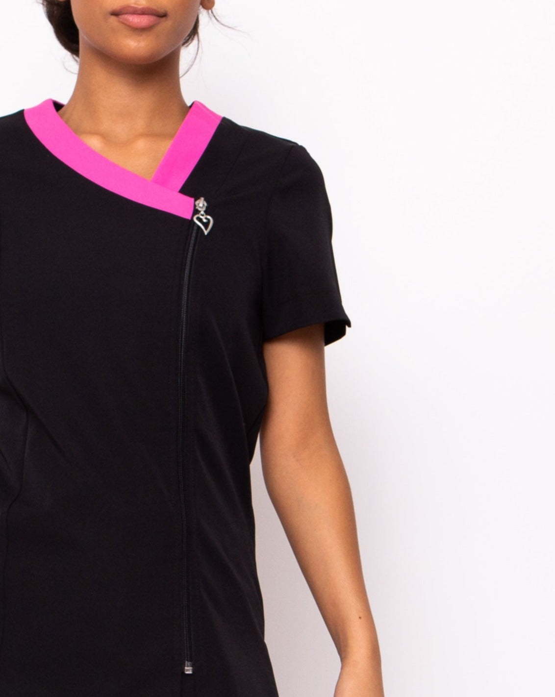 asymmetric collar black beauty tunic