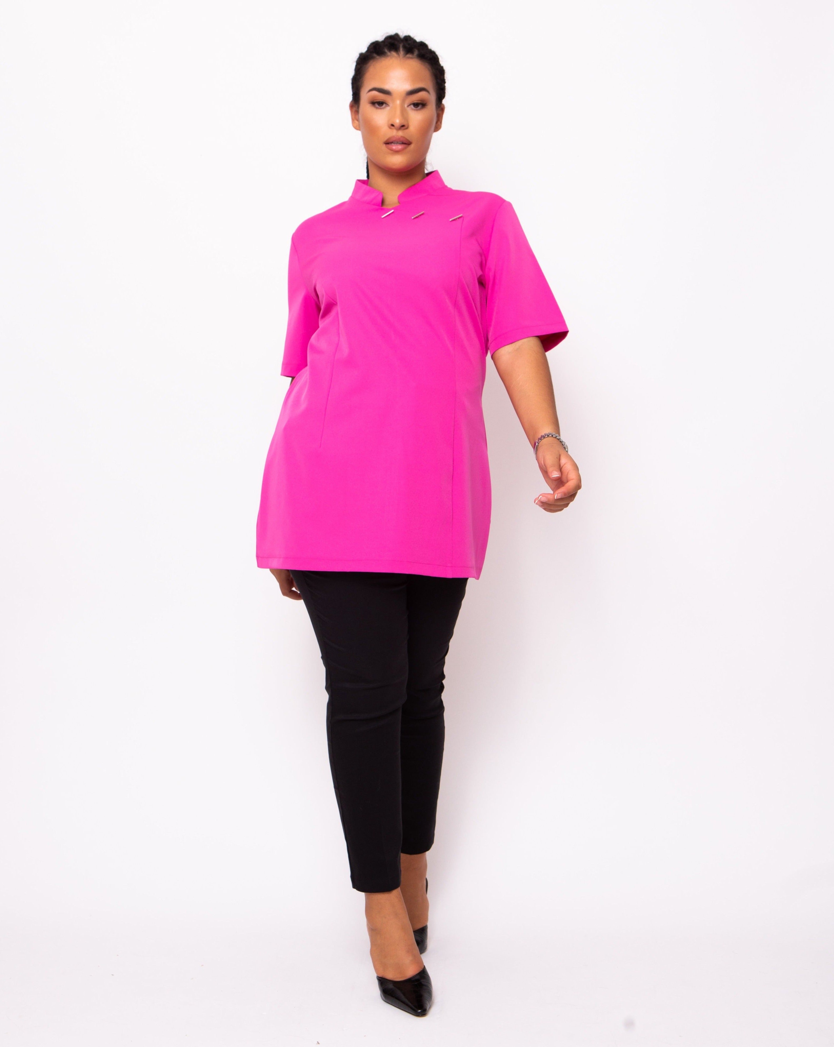 Essence Mandarin Collar Beauty Tunic - Hot Pink