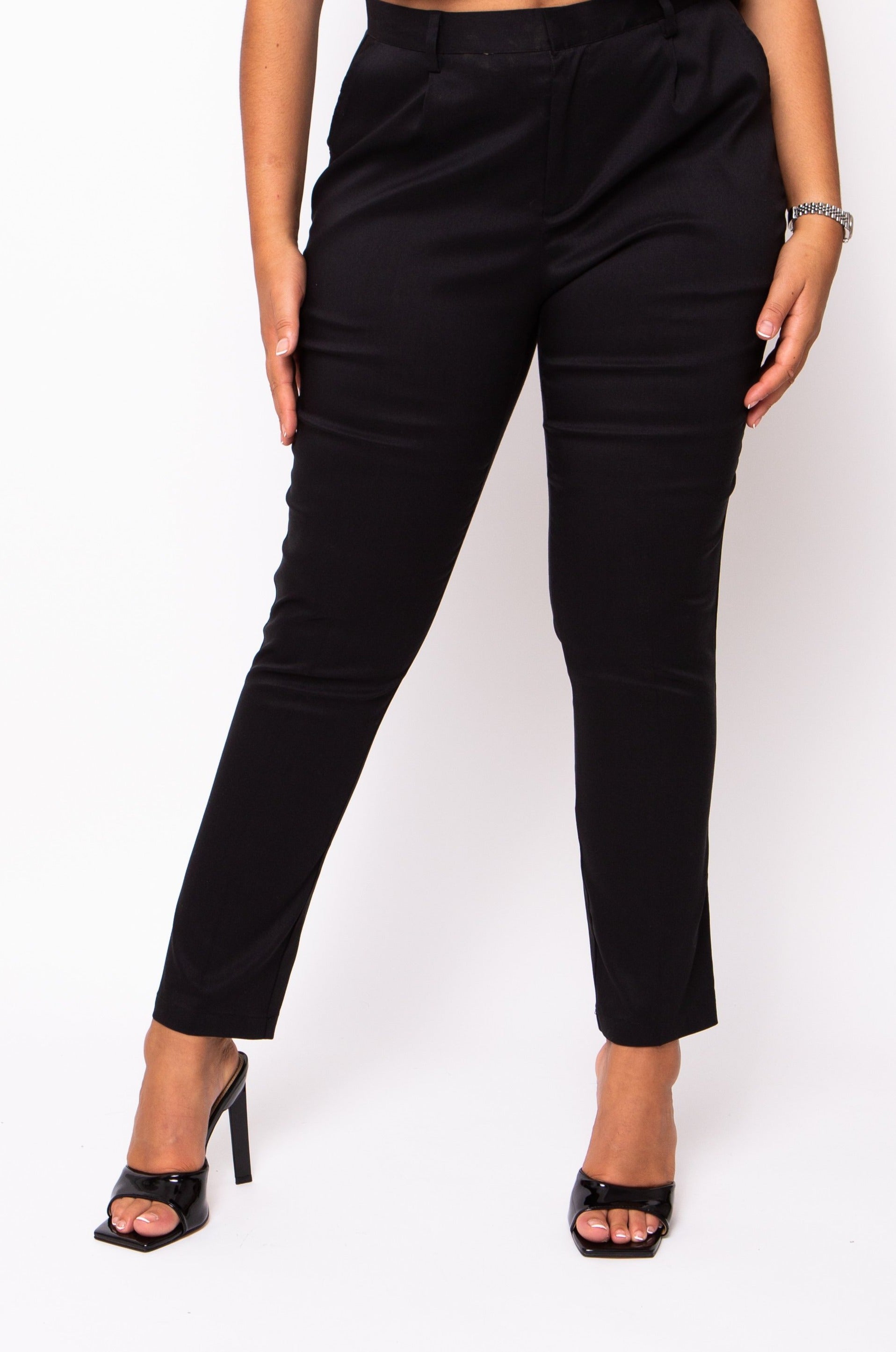 Cosmopolitan Waist Tie-Belt Trousers - Black