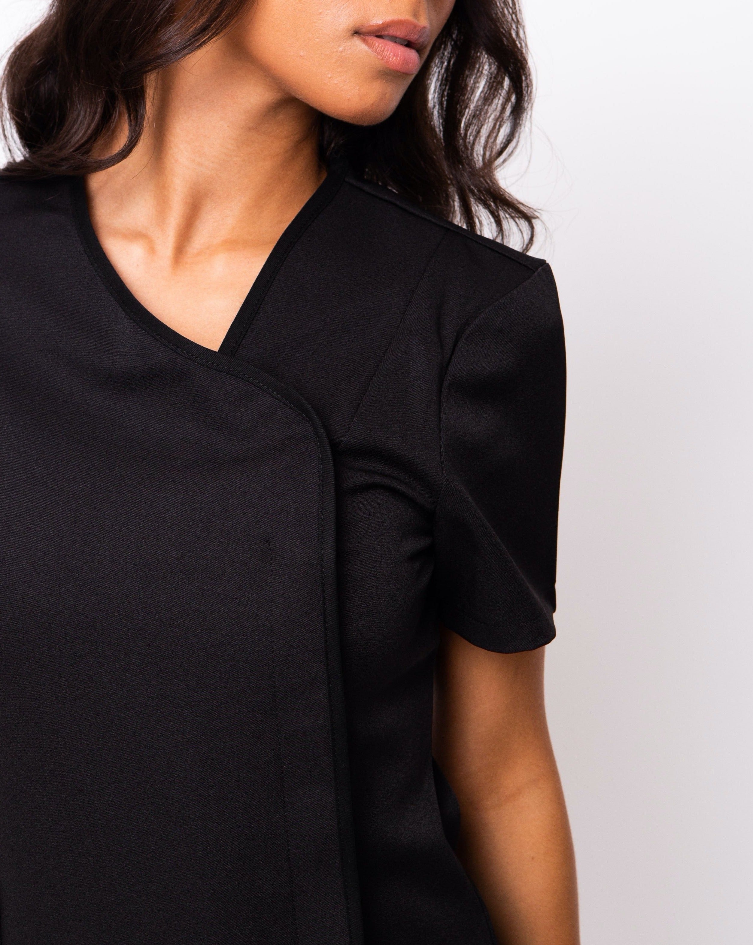 Charisma Asymmetric Salon Tunic - Black