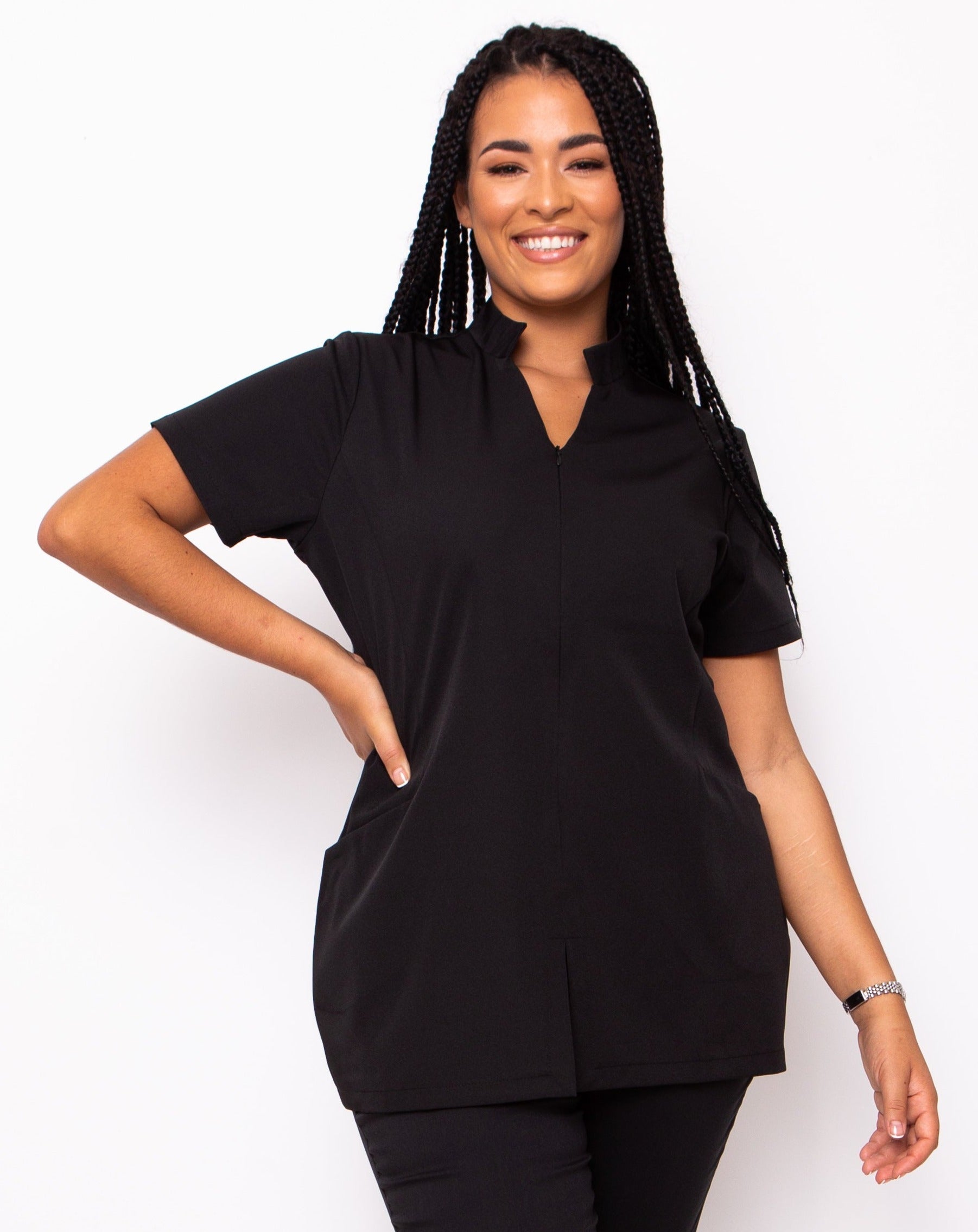 Allure Two Pocket Beauty Tunic - Black