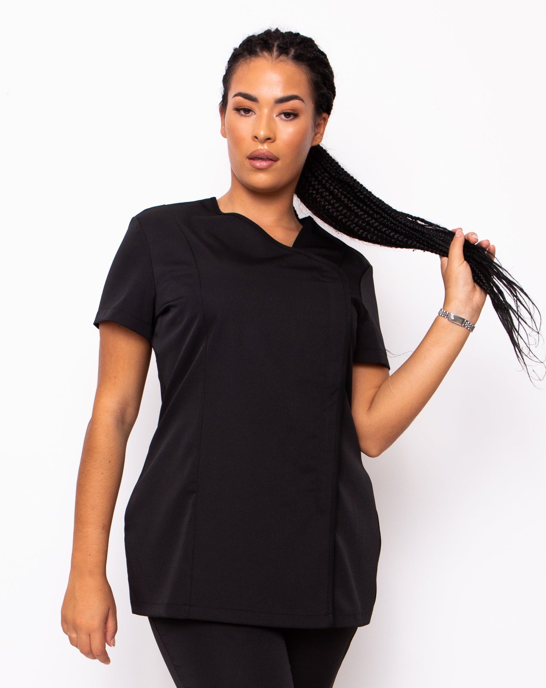 Charisma Asymmetric Salon Tunic - Black