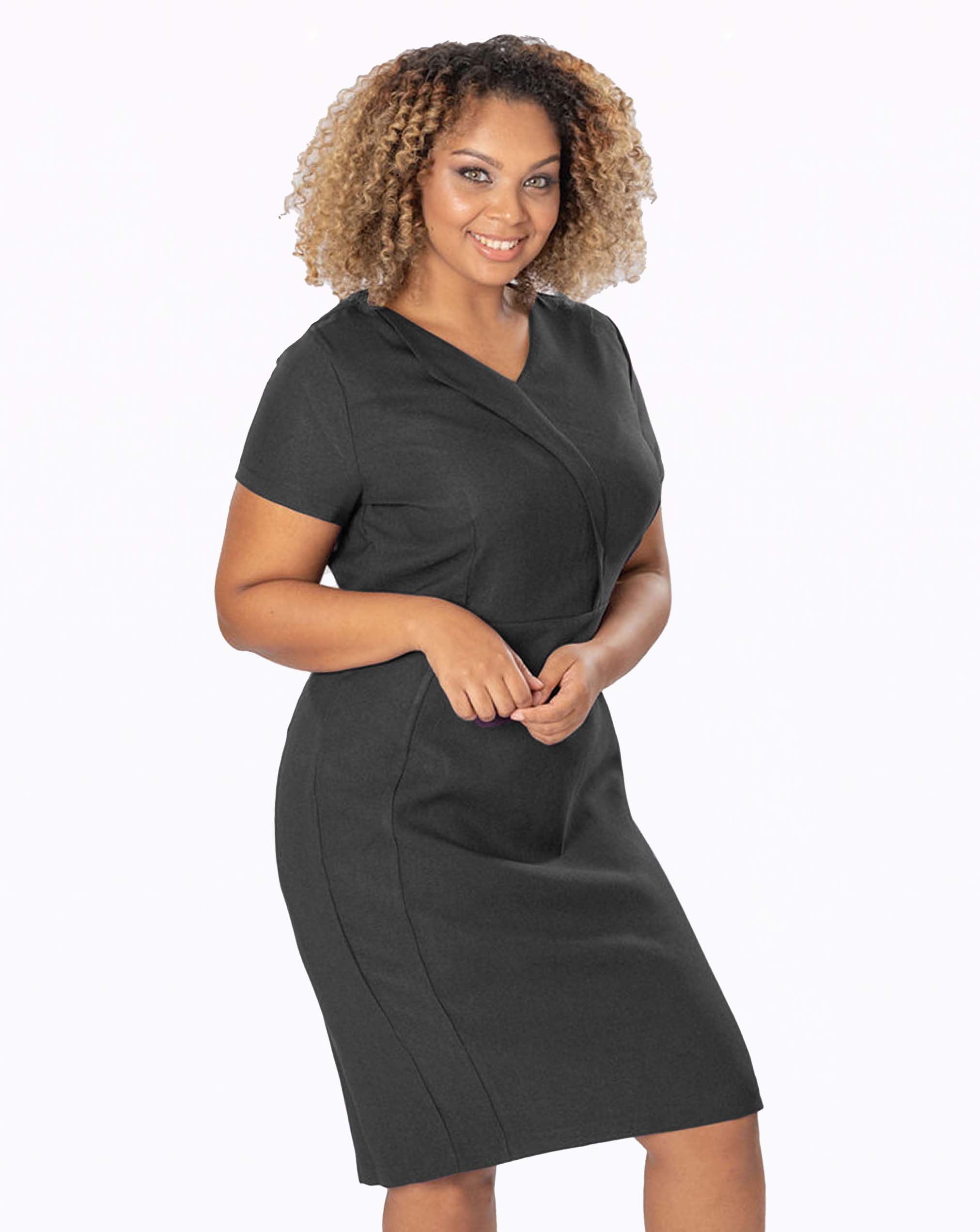  plain black work dress